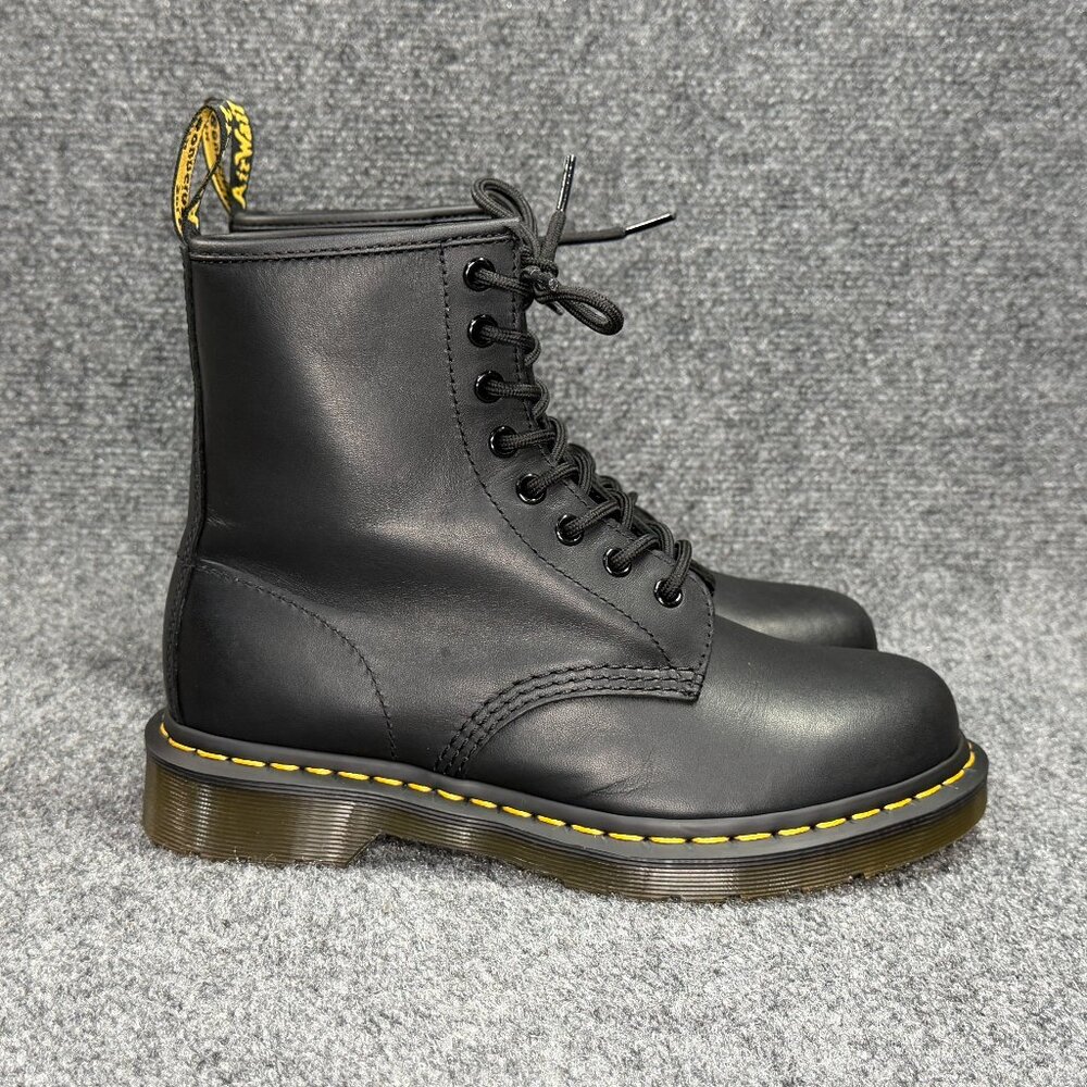 Dr. Martens 1460 Boots Women's 7 Black Leather Lace Up Retro Rustic Combat Moto